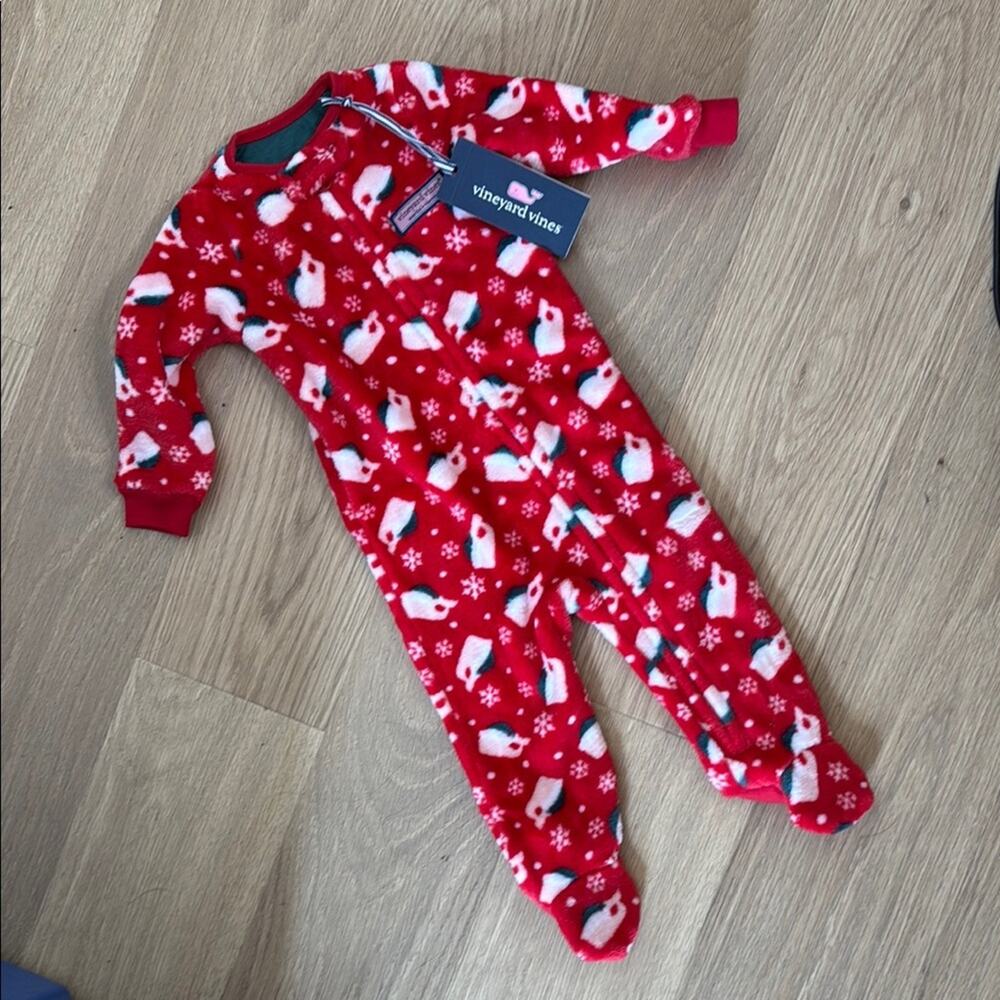 Vineyard Vines Red Kids Christmas One Piece Pajamas Size 3-6 Months NEW!